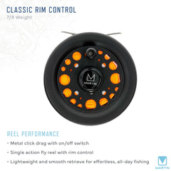 Right- and left-hand retrieve switch on the Martin Classic Rim Control reel