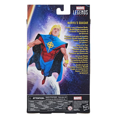 Marvel Hasbro Quasar packaging and scale display suitable for shelves.