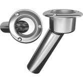 Mate Series stainless 30° rod and cup holder open round top for quick access.