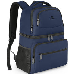 MATEIN cooler backpack front view, blue design ideal for beach picnics