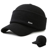 Mawjom warm winter cap in black, front view for outdoor warmth