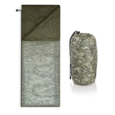 Maxam digital camo sleeping bag, closed, delivering lightweight, comfortable warmth for camping nights.