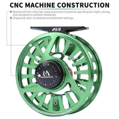 MAXIMUMCATCH AVID CNC aluminum reel body in matte green.