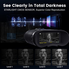 MAXDONE Night Vision Goggles 4K clarity with infrared levels in action.