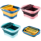 Maxdot three-pack collapsible dish basin, unfolded, shows spacious 2.77-gallon capacity for washing.