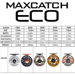 M MAXIMUMCATCH ECO large arbor reel drag system delivers steady pressure for controlled fights.