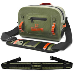 MAXITHAN Lehigh Crossing front view showing waterproof waist pack for hands-free casting.
