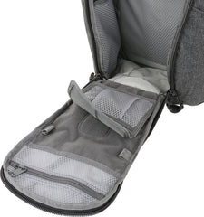 Interior with pockets and elastic bands on the panel