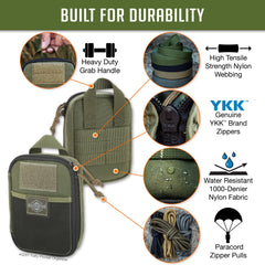 Maxpedition Medium Fatty OD Green inside left elastic divisions for compact storage.