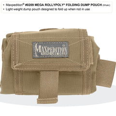 Maxpedition Mega Rollypoly open pouch shows 8x11 inches of gear capacity for field use