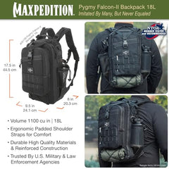Maxpedition Pygmy Falcon-II black curved shoulder straps reduce burden