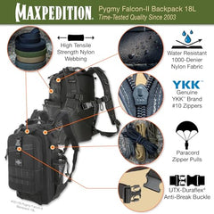 Maxpedition Pygmy Falcon-II water bottle pockets keep hydration accessible
