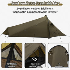 MC TOMOUNT bivy tent ultralight ventilation interior mesh keeps air fresh during warm nights.