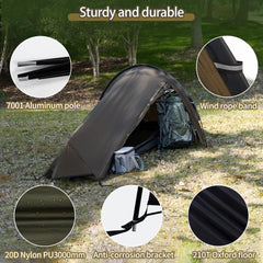 MC TOMOUNT bivy tent ultralight waterproof outer showcases PU3000 protection against light rain.