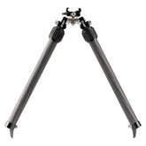 MDT Backcountry Bipod fully extended for stable long-range shooting on rugged terrain.