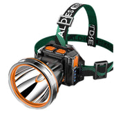 MDybf headlamp front angled view shows bright 1200lm beam for hands-free outdoor tasks