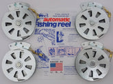 Box of four Mechanical Fisher Yo-Yo fishing reels neatly packaged in a padded envelope