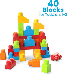 Mega Bloks Let's Build! Colorful tower play encourages stacking and fine motor skills.