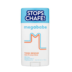 Megababe Thigh Rescue stick in action applying a smooth barrier to prevent chafing