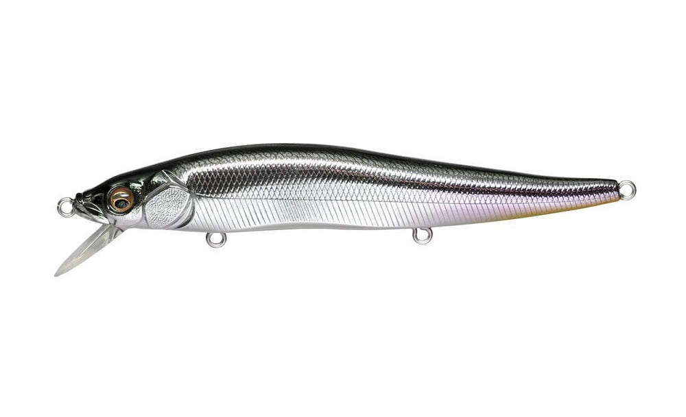 Megabass 110 Jerkbait front view highlights lifelike pattern for precise casting and enticing bites