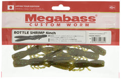Megabass 38409 Bottle Shrimp Worm Kasumi Green F; lifelike crawfish motion for bottom fishing.
