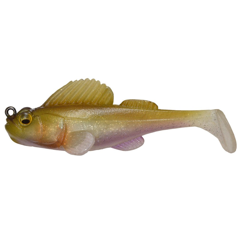 Megabass Dark Sleeper Wakasagi back view highlights hidden hooks for obstacle avoidance.