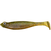 Megabass Hazedong Shad SW 3in green pumpkin watermelon product shot shows slim shad profile for lure realism.