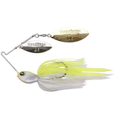 Megabass SV-3 Double Willow Spinnerbait front view improves casting accuracy and visibility.