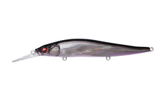 Megabass Vision 110+1 GG Deadly Black Shad jerbait close-up shows lifelike color to entice bass