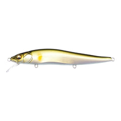 Megabass Vision Oneten lure in Japanese Gold Ayu color showing side-to-side action for long and shallow retrieves.