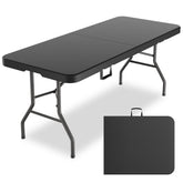 MEI&CO 6ft folding table top view with durable HDPE surface for outdoor dining.