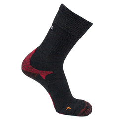 Meindl MT7 Merino sock close-up highlighting two-layer weave for warmth and moisture control.