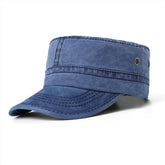 Meioro Washed Cotton Military Cap Navy – front view