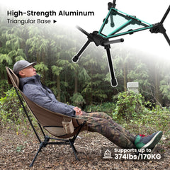 MellowCamp chair aluminum frame offers lightweight, durable construction for rugged outings.