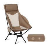 MellowCamp high back chair folded for compact storage and travel convenience.