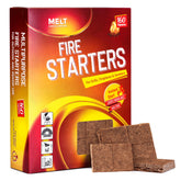Melt Candle Company fire starter squares pack with wax-sawdust blend for quick ignition.