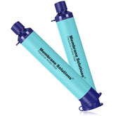Membrane Solutions water filter straw blue packaged for on-the-go hydration during emergencies and adventures.