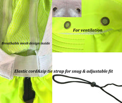 Men high visibility sun hat in lime with neck flap