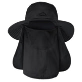 Men's sun hat with neck flap in black - front view
