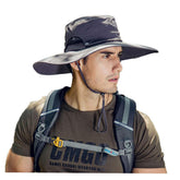 Mens Sun Hat with UV Protection in dark grey, wide brim