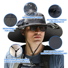 Top view of grey wide-brim hat