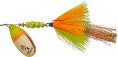 Mepps Bronze Slammer blade and glitter emulates baitfish, boosting visibility underwater