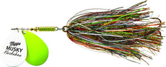 Mepps MFD7T WLD chartreuse lure with Flashabou enhances visibility in weed cover