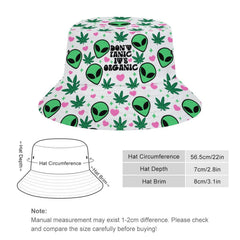 Mercuryelf Weed Alien bucket hat side profile shows travel-ready, packable design.
