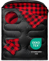 MEREZA flannel double sleeping bag zipper close-up showing durable seam