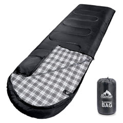 MEREZA Flannel Sleeping Bag XL setup shows spacious bed-like comfort for camping.