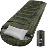 MEREZA zero-degree winter sleeping bag with pillow offers roomy comfort for adults and kids on cold trips.