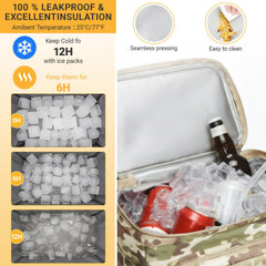 Meridova Tactical Backpack Cooler side mesh pocket holds bottles securely.