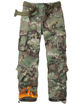 MERJAZ men's fleece-lined cargo pants in winter camo offer warmth for outdoor hikes.