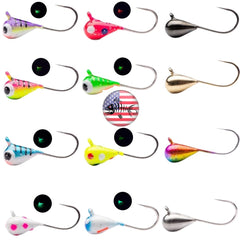 Mermaid Gear Chaotic UV glow ice jig enhances under-ice visibility for anglers.